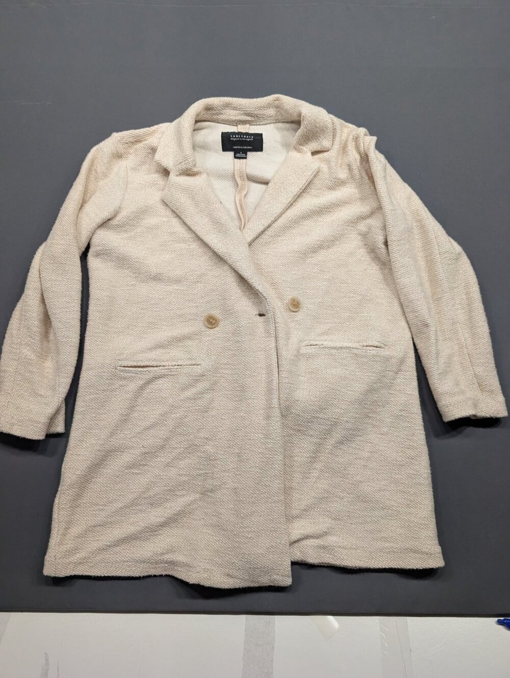 Sanctuary Women's Cream Bouclé Double-Breasted Blazer Sz S